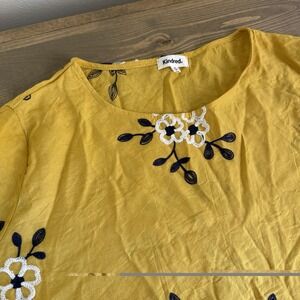 Anthropology Kindred Yellow Floral Embroidered Blouse